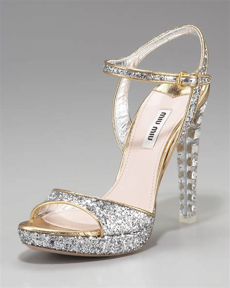 miu miu glitter heels|miumiu heels for women.